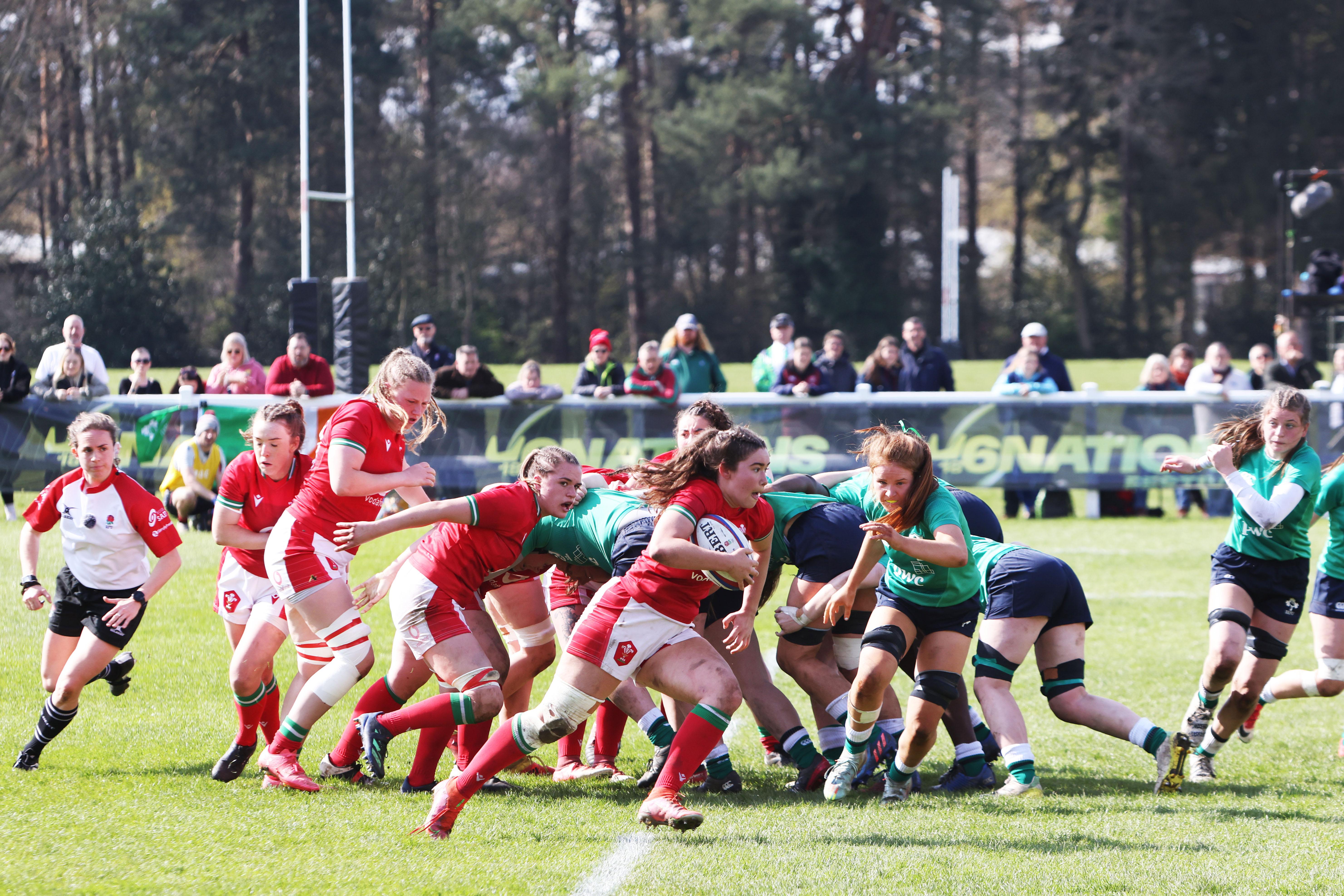 group of women in a rugby scrum