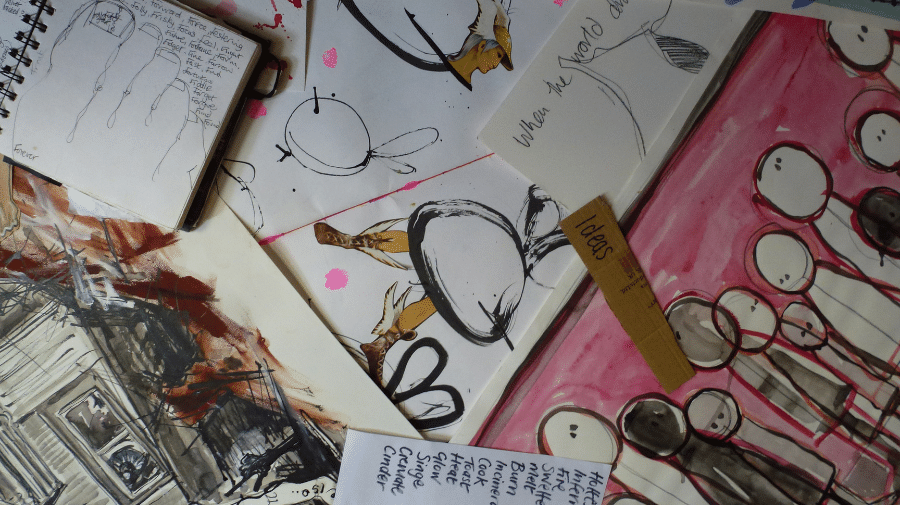 image of sketchbooks and notepads