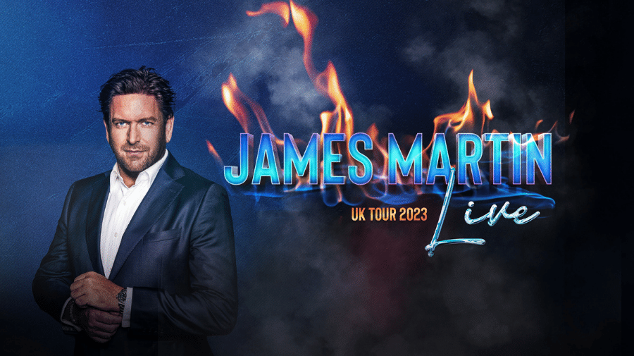 image of James Martin with a flames and smoke behind him