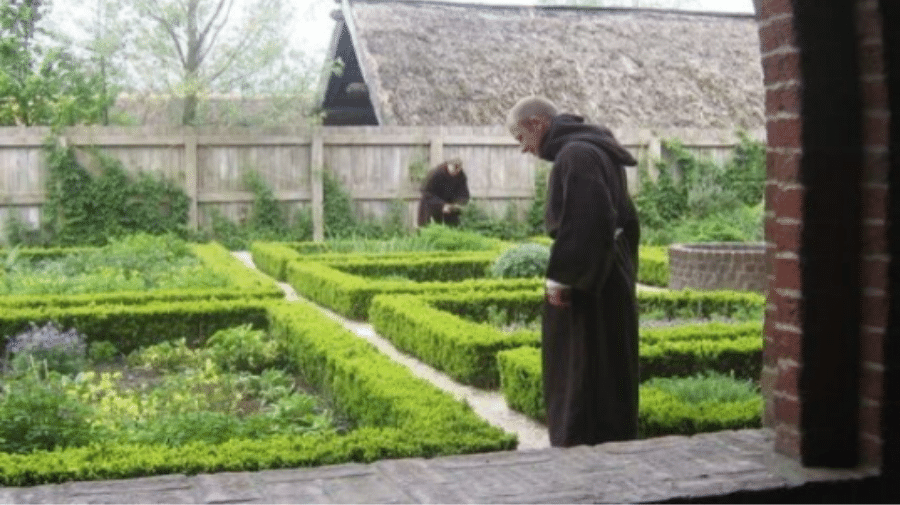 image of a monk in a garden
