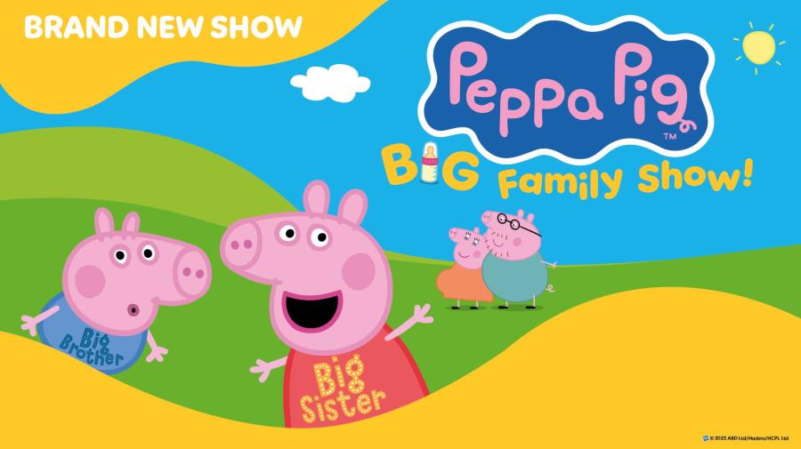 Peppa Pig and George in a field 