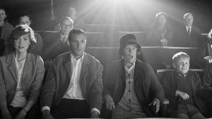 image of cast at the cinema looking shocked