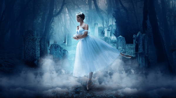 image of a ballerina in the smoke