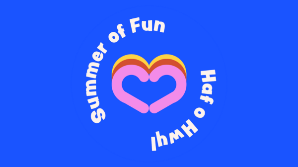 image of summer of fun words around three hearts