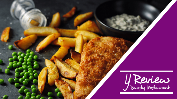 image of fish, chips and peas